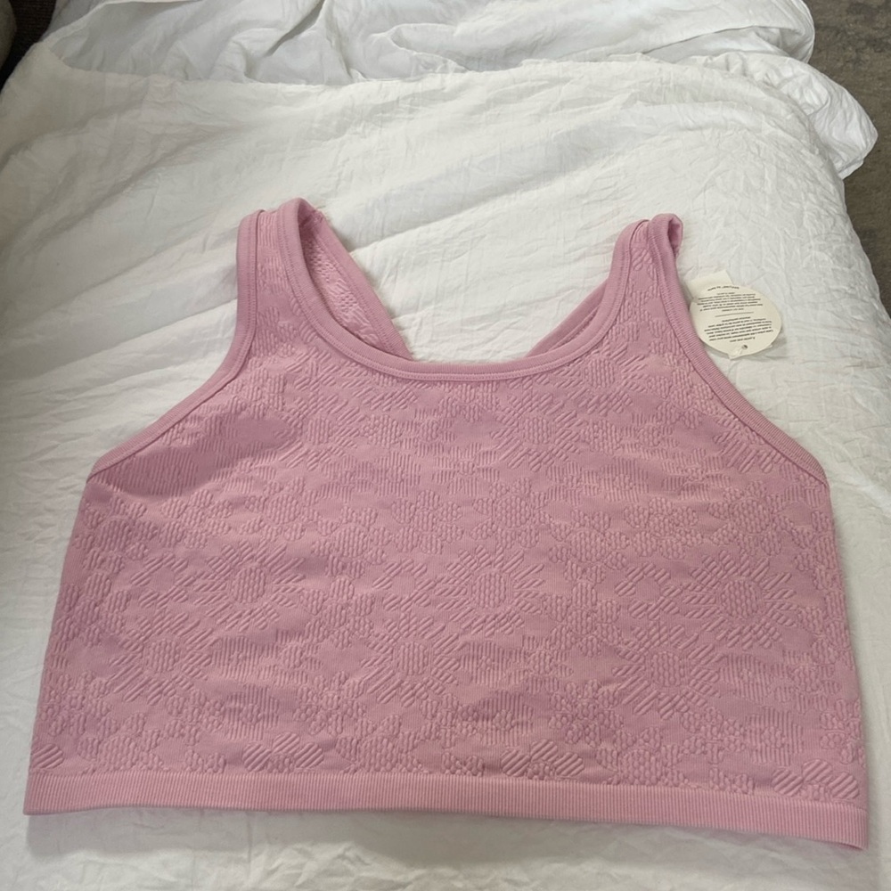 Offline By Aerie Womens Pink Stretch Scoop Neck Racerback Crop Top Size NWT‌‌